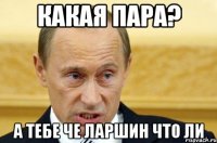 Какая пара? А тебе че ларшин что ли