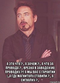  А это что ?... А зачем ?... А что за провода ?... Врезка в заводскую проводку ?!! А мы вас с гарантии !...А где магнитолу ставили ?... А сигналку ?...