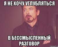 Я не хочу углубляться В бессмысленный разговор