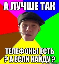 А лучше так Телефоны есть ? а если найду ?