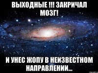 ВЫХОДНЫЕ !!! Закричал мозг! И унес жопу в неизвестном направлении…