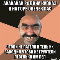 айайайай родина кавказ я на горе овечек пас чтоби не патели в тень их заводил чтоби не грустели песеньки им пел