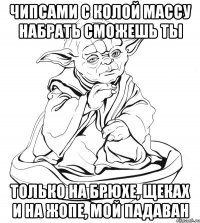 чипсами с колой массу набрать сможешь ты только на брюхе, щеках и на жопе, мой падаван