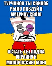 Турчинов ты свиное рыло пиздуй в америку свою Остать ты падла украину и малороссию мою