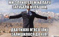 Ми з приятелем на пару Зарубали мурашки, Два тижні м'ясо їли І залишилося до хуя!