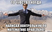 То чувство когда Написал контрольную по математике правельно!