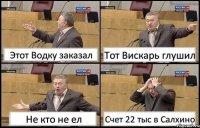 Этот Водку заказал Тот Вискарь глушил Не кто не ел Счет 22 тыс в Салхино