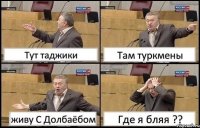 Тут таджики Там туркмены живу С Долбаёбом Где я бляя ??