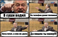 В суши водил На телефон денег положил Косу плел, а она не дала Да пошла ты нахер!!!