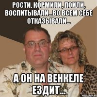 рости, кормили, поили, воспитывали...во всем себе отказывали... а он на венкеле ездит...