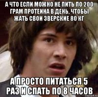 а что если можно не пить по 200 грам протеина в день, чтобы жать свои зверские 80 кг а просто питаться 5 раз и спать по 8 часов