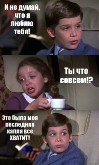 И не думай, что я люблю тебя! Ты что совсем!? Это была моя последняя капля все ХВАТИТ!