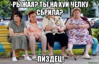 -рыжая? ты на хуй челку сбрила? -пиздец!