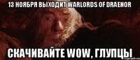 13 ноября выходит warlords of draenor Скачивайте WOW, глупцы