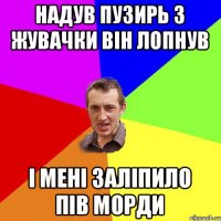 НАДУВ ПУЗИРЬ З ЖУВАЧКИ ВІН ЛОПНУВ І МЕНІ ЗАЛІПИЛО ПІВ МОРДИ