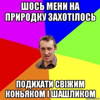 шось мени на природку захотілось подихати свіжим коньяком і шашликом