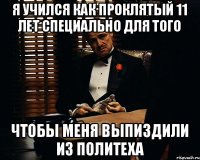 Я учился как проклятый 11 лет специально для того Чтобы меня выпиздили из политеха