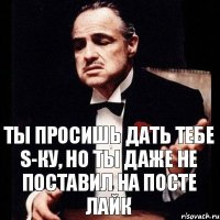 Ты просишь дать тебе S-ку, но ты даже не поставил на посте лайк