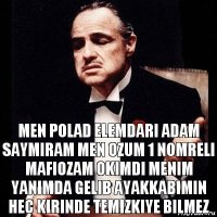 men polad elemdari adam saymiram men ozum 1 nomreli mafiozam okimdi menim yanimda gelib ayakkabimin hec kirinde temizkiye bilmez