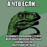 а что если ... в комнате охранника стояли железные двери на обычных замках, а не на электромагнитных?