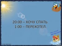 20:00 – хочу спать.
1:00 – перехотел.