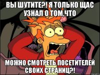 ВЫ ШУТИТЕ?! Я ТОЛЬКО ЩАС УЗНАЛ О ТОМ,ЧТО МОЖНО СМОТРЕТЬ ПОСЕТИТЕЛЕЙ СВОИХ СТРАНИЦ?!