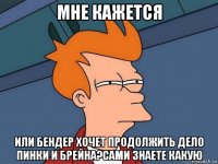 мне кажется или бендер хочет продолжить дело пинки и брейна?сами знаете какую