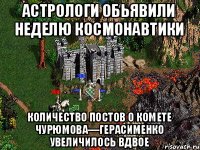 Астрологи обьявили неделю космонавтики Количество постов о комете Чурюмова—Герасименко увеличилось вдвое