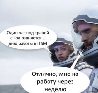 Один час под травой с Гоа равняется 1 дню работы в ITSM Отлично, мне на работу через неделю