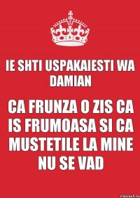 Ie shti uspakaiesti wa Damian Ca Frunza o zis ca is frumoasa si ca mustetile la mine nu se vad