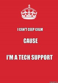 I can't ceep calm cause I'm a tech support