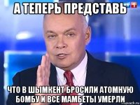 а теперь представь что в шымкент бросили атомную бомбу и все мамбеты умерли