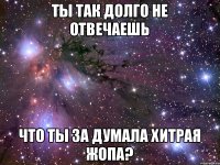 Ты так долго не отвечаешь Что ты за думала хитрая жопа?