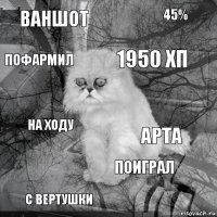 ваншот арта 1950 хп с вертушки на ходу 45% поиграл пофармил  