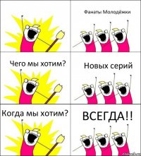 ВСЕГДА!! Фанаты Молодёжки Чего мы хотим? Новых серий Когда мы хотим? 