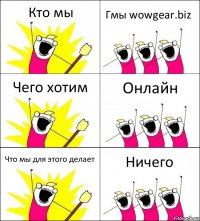 Кто мы Гмы wowgear.biz Чего хотим Онлайн Что мы для этого делает Ничего