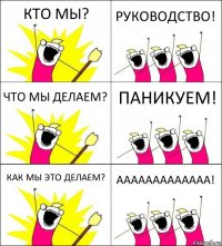 КТО МЫ? РУКОВОДСТВО! ЧТО МЫ ДЕЛАЕМ? ПАНИКУЕМ! КАК МЫ ЭТО ДЕЛАЕМ? ААААААААААААА!