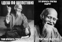 Ідеш по шепетівкі Там кричать тригуба задрот Тут кричать Тригуба задрот Тригуба задрот!