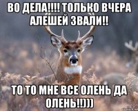 во дела!!!! только вчера алешей звали!! то то мне все олень да олень!!)))