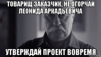 товарищ заказчик, не огорчай леонида аркадьевича утверждай проект вовремя