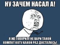 ну зачем насал а! я же говорил! не вари такой компот коту какой раз досталось!