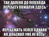 так далеко до перехода перебегу пожалуй здесь перебежать успел однако но добежал уже не весь!