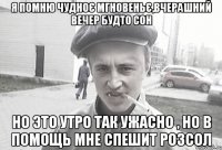 Я помню чудноє мгновеньє,вчерашний вечер будто сон но это утро так ужасно , но в помощь мне спешит розсол