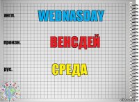 Wednasday Венсдей Среда