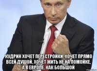  кудрин хочет перестройки, хочет прямо всей душой, хочет жить не на помойке, а в европе, как большой