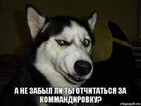 А не забыл ли ты отчитаться за коммандировку?