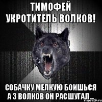 Тимофей укротитель волков! Собачку мелкую боишься а 3 волков он расшугал...