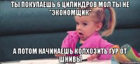 ты покупаешь 6 цилиндров мол ты не "экономщик" а потом начинаешь колхозить гур от шнивы