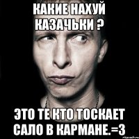 Какие нахуй казачьки ? это те кто тоскает сало в кармане.=З