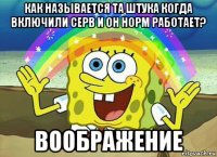 как называется та штука когда включили серв и он норм работает? воображение